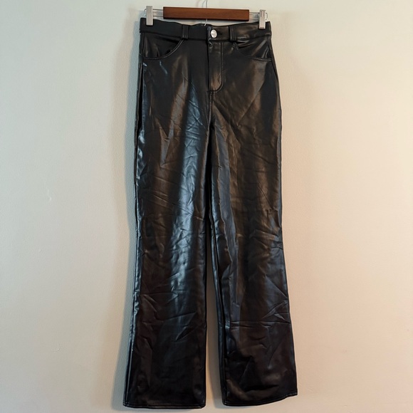 Women's Black Faux Leather Pants - Picture 5 of 12